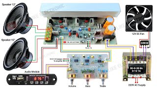 200W 1200W Model Amplifier Complete Wiring  How to Wiring 1200W Amplifier Board  You Like Elect [upl. by Ayekan]