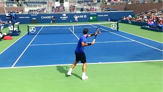 Roger Federer Slow Motion Forehand amp Backhand Court Level View  ATP Tennis Federer Training [upl. by Hazel]