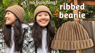 Easy Crochet Ribbed Beanie Tutorial for Beginners  No Bunch Beanie  KnitLike Crochet Beanie [upl. by Notfa]