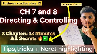 DIRECTING and CONTROLLING One ShotTips ampTricks Class 12 Business Studies  Chapter 7 and 8 [upl. by Huebner942]