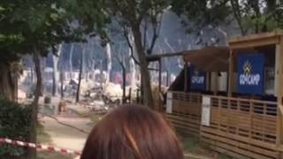 Brand på taliensk campingplads Pra delle Torri ved Venedig [upl. by Nesyt]