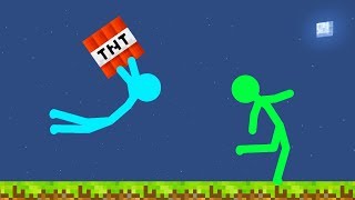 Stickman vs Minecraft Battle  Minecraft Animation [upl. by Atinihs]