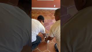 Applying Gloss Sealer on Kitchen Floor Satillo Tile diy tutorial construction kitchen tile fyp [upl. by Niletak]