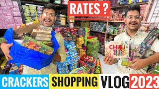 Crackers Shopping 😍 vlog 2023 Rate list Of firecrackers 🧨 Diwali Crackers fireworks 🎆 [upl. by Mavis]