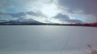 Window View Winter Train Japan JR Hokkaido Railway  from Sapporo to Hakodate [upl. by Simonetta]