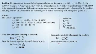 Problem solving of Ownprice Crossprice and Income Elasticity of Demand [upl. by Uyekawa]