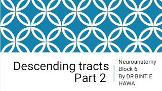 Descending Tracts Part 2 Neuroanatomy made easy by Dr Bint e Hawa [upl. by Anelle]