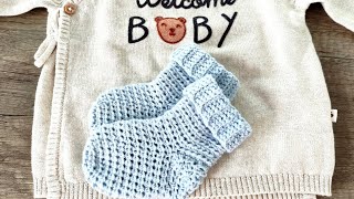 Skarpetki na szydełku dla malucha  krok po kroku  Cute little baby socks on crochet  step by step [upl. by Enaxor]