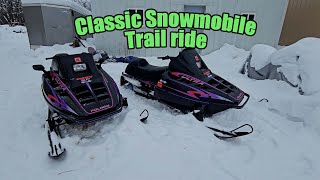 Classic Polaris Snowmobiles On The Trail [upl. by Eninaej]