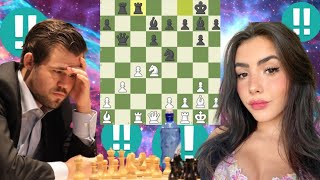 Wonderful chess game 118 Magnus Carlsen vs Andrea Botez [upl. by Micki]