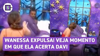 BBB 24 Veja momento em que Wanessa bate na perna de Davi o que resultou em sua expulsão [upl. by Tizes]