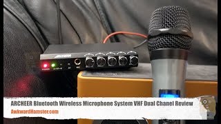 ARCHEER Bluetooth Wireless Microphone System VHF Dual Chanel Review [upl. by Alyhs]