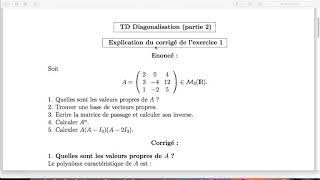 Exercice 1 Diagonalisation [upl. by Asyral]