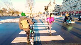 Copenhagen Cycling in Snow 🇩🇰 POV City Bike ride to Christiania [upl. by Diraj]