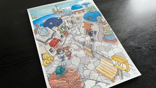 MapleStory In Lith Harbor 2  Timelapse DrawingPainting Fan Art [upl. by Nosaj]