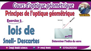 Calcul de lindice dun milieu par Lois de Snell Descartes [upl. by Johan]