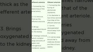 Difference between Afferent arteriole and Efferent arteriole Biology👍😊 [upl. by Nirrac]