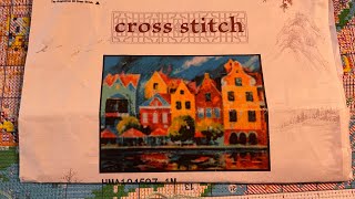 Colourful village by waterfront stitch along with gramma [upl. by Kwei]