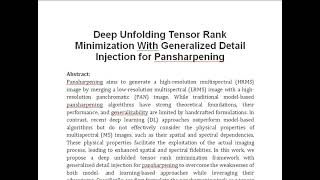 Deep Unfolding Tensor Rank Minimization With Generalized Detail Injection for Pansharpening [upl. by Dimo]