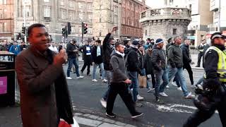 Lazio fans passing Valdoro at Glasgow Cross enroute to Celtic park [upl. by Farman662]