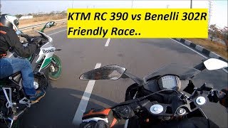 KTM RC 390 racing with Benelli 302R Who WON [upl. by Katerina557]