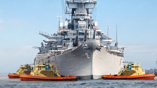 US Massive Battleship Taken Into Sea by Powerful Tugboats [upl. by Galven]