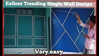 New Exllent Trending Single Wall Design painting Wall Tape design Veryeasy trending paintingideas [upl. by Eirehc]