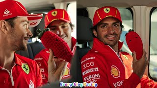 Carlos Sainz got emotional amp gifts squeezy chili toy to Charles Leclerc [upl. by Niloc]