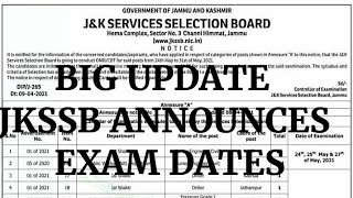 JKSSB Issues Exam Dates  Exam dates for Various posts issued  jkssb tentative exam dates [upl. by Atilemrac]