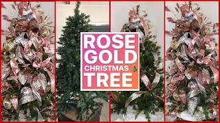 HOW TO USE RIBBON ON A CHRISTMAS TREE 2020  GLAM CHRISTMAS TREE TUTORIAL  Rose Gold [upl. by Faunia301]