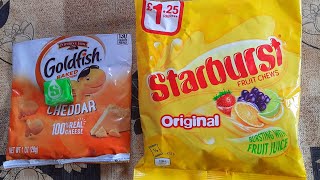 Goldfish Starburst Fruit Chews Lemon and Lime Flavour Sandwich Crackers [upl. by Trahurn]