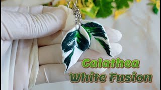 HOW TO MAKE CALATHEA WHITE FUSION LEAF EARRINGS  Leaves Series Ep 3  LoviCraft [upl. by Dlorag245]