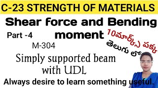 C23 STRENGTH OF MATERIALS ll Simply supported beam with uniformly distributed load problem ll som [upl. by Gipson]