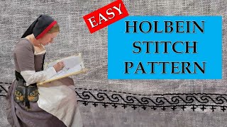 EASY Blackwork Embroidery 16th Century Pattern  Holbein Stitch [upl. by Larrisa561]