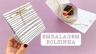 EMBALAGEM BOLSINHA DE PAPEL  COMO FAZER  DIY [upl. by Ardolino]