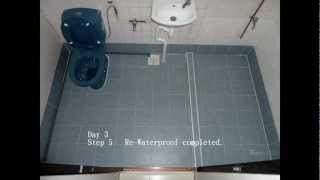 Rewaterproof bathtoilet floor  Singapore HDB flat [upl. by Dworman805]