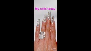 Doing my nails using Kiarasky Stiletto￼ gelly full cover tips medium [upl. by Lindley]