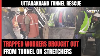 Uttarkashi Tunnel Rescue Live All 41 Trapped Workers Brought Out From Tunnel On Stretchers [upl. by Ewan]