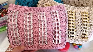 Bolsa a Crochet con fichas o anillas de lata [upl. by Caprice34]