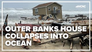 House collapses INTO THE OCEAN on Outer Banks in Rodanthe NC [upl. by Siduhey464]