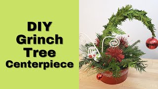 How to Make a Grinch Tree Centerpiece  DIY Grinch Christmas Tree Floral Arrangement [upl. by Ruhtracam435]