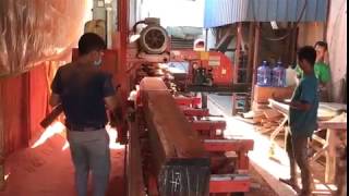 WoodMizer LT40 cutting Myanmar Rosewood with RazorTIP Carbide blades [upl. by Sewoll]