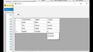 Auto complete in DataGridView TextBox Cell in C Code [upl. by Ylhsa]