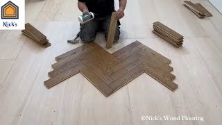 How to Install Herringbone Wood Flooring [upl. by Eiramlatsyrc]