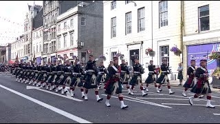 The Highlanders Royal Regiment of Scotland homecoming parade through Aberdeen Sept 2017  4K [upl. by Ynnob]