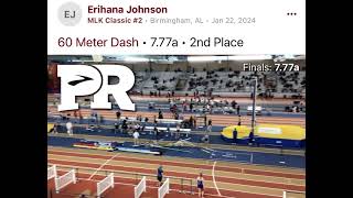 Erihana Johnson 60m dash Martin Luther King Indoor Classic 9th grade yr 777 [upl. by Arit575]