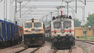 HIGH Speed Porbandar SF Express Goods Crossing WDG4G  WDP4 Diesel Monsters locomotive TRAINS [upl. by Mose]