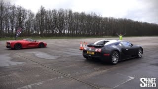 DRAG RACE LaFerrari vs Bugatti Veyron  Vmax Stealth [upl. by Noraed]