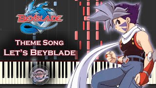 Beyblade Theme Song  Lets Beyblade  Synthesia Piano Cover  Tutorial [upl. by Ayocal159]