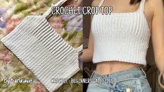 Easy Crochet Crop Top Tutorial For Beginners  Carlasauve [upl. by Melmon]